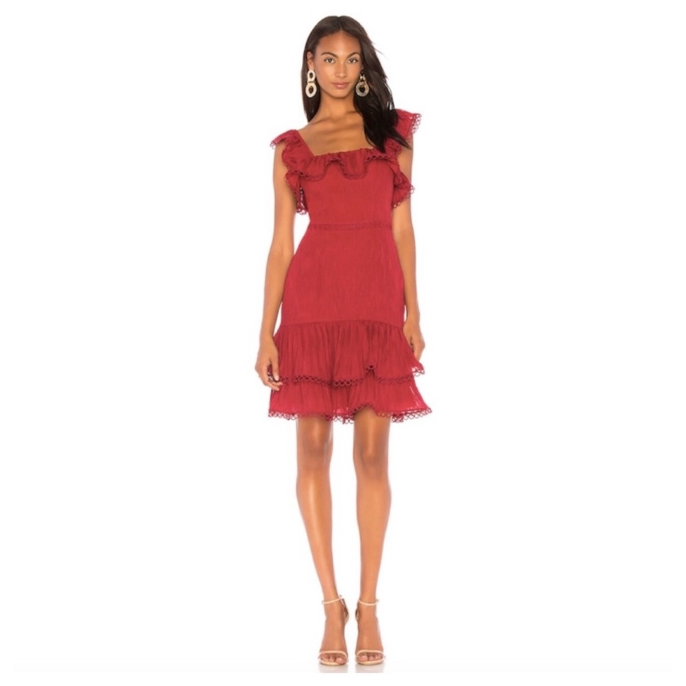 Keepsake The Label Women’s Too Close Red Ruffle Sheath Mini Dress XS $190
